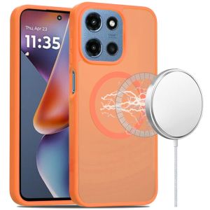 For Motorola Moto G 5G 2025 [Magnetic Circle] Smooth Safe Matte Feel Hybrid Case - Cosmic Orange
