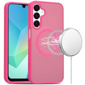 For Samsung A16 5G [Magnetic Circle] Smooth Safe Matte Feel Hybrid Case - Hot Pink