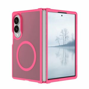 For Samsung Z Fold 8 [Magnetic Circle] Smooth Safe Matte Feel Hybrid Case - Hot Pink