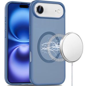 For iPhone 17 Air [Magnetic Circle] Smooth Safe Matte Feel Hybrid Case - Navy Blue