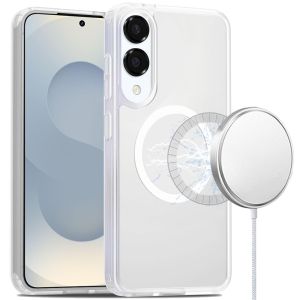 For Samsung Galaxy s25 Edge [Magnetic Circle] Smooth Safe Matte Feel Hybrid Case - Clear