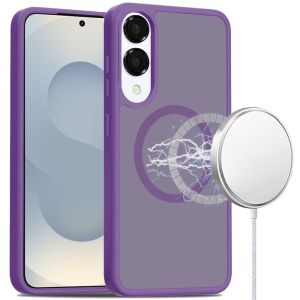 For Samsung Galaxy s25 Edge [Magnetic Circle] Smooth Safe Matte Feel Hybrid Case - Dark Purple