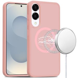 For Samsung Galaxy s25 Edge [Magnetic Circle] Smooth Safe Matte Feel Hybrid Case - Light Pink