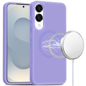For Samsung Galaxy s25 Edge [Magnetic Circle] Smooth Safe Matte Feel Hybrid Case - Light Purple