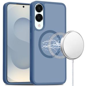 For Samsung Galaxy s25 Edge [Magnetic Circle] Smooth Safe Matte Feel Hybrid Case - Navy Blue