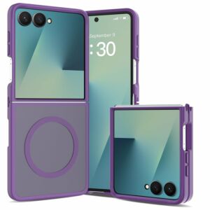For Samsung Z Flip 8 [Magnetic Circle] Smooth Safe Matte Feel Hybrid Case - Dark Purple