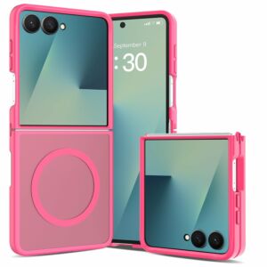 For Samsung Z Flip 8 [Magnetic Circle] Smooth Safe Matte Feel Hybrid Case - Hot Pink