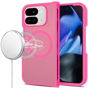 For Google Pixel 10 Pro Fold [Magnetic Circle] Smooth Safe Matte Feel Hybrid Case - Hot Pink