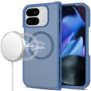 For Google Pixel 10 Pro Fold [Magnetic Circle] Smooth Safe Matte Feel Hybrid Case - Navy Blue