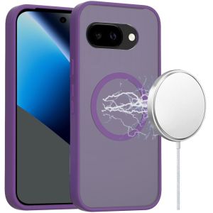 For Google Pixel 10a [Magnetic Circle] Smooth Safe Matte Feel Hybrid Case - Dark Purple
