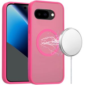For Google Pixel 10a [Magnetic Circle] Smooth Safe Matte Feel Hybrid Case - Hot Pink