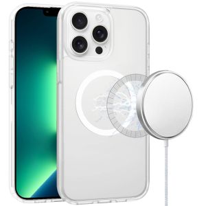 For iPhone 13 Pro Max [Magnetic Circle] Smooth Safe Matte Feel Hybrid Case - Clear