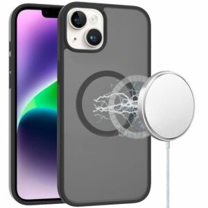 For iPhone 13/14 [Magnetic Circle] Smooth Safe Matte Feel Hybrid Case - Black