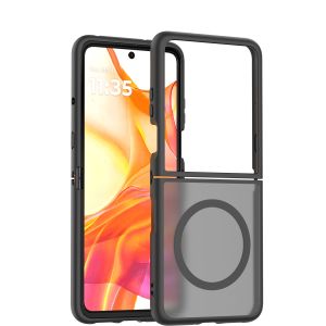 For Motorola Razr 2025 2024 [Magnetic Circle] Smooth Safe Matte Feel Hybrid Case - Black