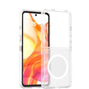 For Motorola Razr 2025 2024 [Magnetic Circle] Smooth Safe Matte Feel Hybrid Case - Clear