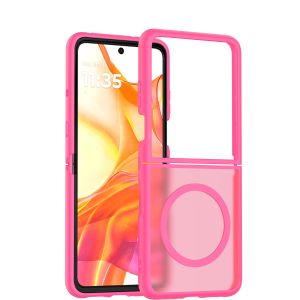 For Motorola Razr 2025 2024 [Magnetic Circle] Smooth Safe Matte Feel Hybrid Case - Hot Pink