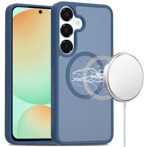 For Samsung S24 FE [Magnetic Circle] Smooth Safe Matte Feel Hybrid Case - Navy Blue