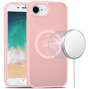 For iPhone 16E / SE4 [Magnetic Circle] Smooth Safe Matte Feel Hybrid Case - Light Pink