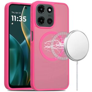 For Moto G Stylus 5G 2026/2025 [Magnetic Circle] Smooth Safe Matte Feel Hybrid Case - Hot Pink