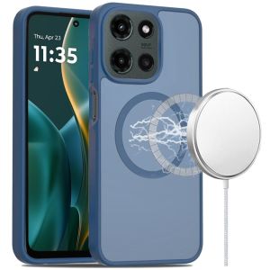 For Moto G Stylus 5G 2026/2025 [Magnetic Circle] Smooth Safe Matte Feel Hybrid Case - Navy Blue