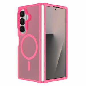 For Samsung Z Fold 8 Ultra [Magnetic Circle] Smooth Safe Matte Feel Hybrid Case - Hot Pink