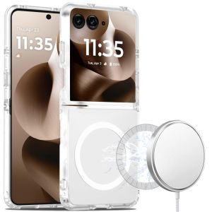For Motorola Razr Ultra 2025 [Magnetic Circle] Smooth Safe Matte Feel Hybrid Case - Clear