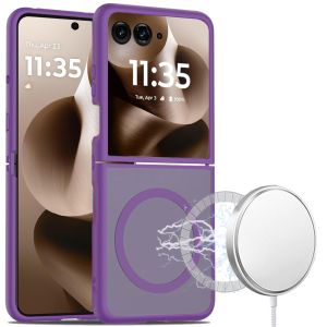 For Motorola Razr Ultra 2025 [Magnetic Circle] Smooth Safe Matte Feel Hybrid Case - Dark Purple