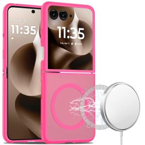For Motorola Razr Ultra 2025 [Magnetic Circle] Smooth Safe Matte Feel Hybrid Case - Hot Pink