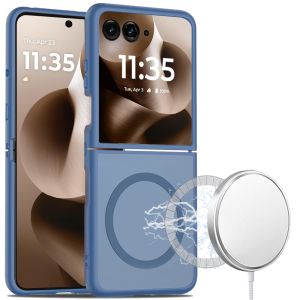 For Motorola Razr Ultra 2025 [Magnetic Circle] Smooth Safe Matte Feel Hybrid Case - Navy Blue