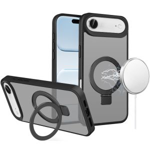 For iPhone 17 Air Skin Touch Feel HQ [Magnetic Circle] Kickstand Hybrid - Black