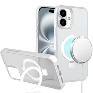 For iPhone 16 6.1 inch Skin Touch Feel HQ [Magnetic Circle] Kickstand Hybrid - Matte Clear