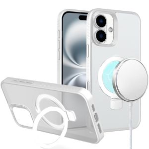 For iPhone 16 Plus 6.7 inch Skin Touch Feel HQ [Magnetic Circle] Kickstand Hybrid - Matte Clear