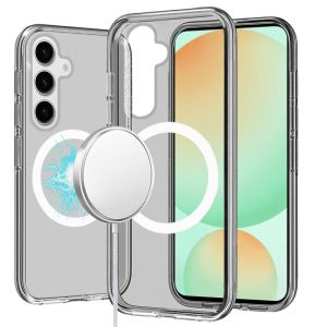 For Samsung S24 FE Sturdy Ultra [Magnetic Circle] Thick 3mm Transparent Hybrid - Smoke