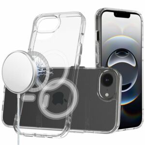 For iPhone 13/14 Transparent Matching Color Magnetic Ring Hybrid - Black