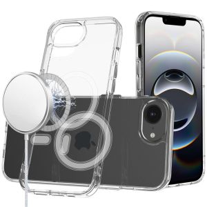 For iPhone 16E / SE4 Thick Transparent [Magnetic Circle] Shockproof Hybrid - Clear