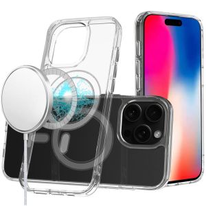 For iPhone 16 Pro 6.3 inch Thick Transparent [Magnetic Circle] Shockproof Hybrid - Clear