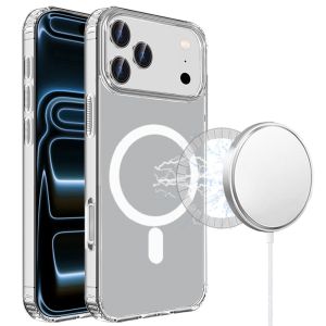 For iPhone 17 Pro Max TRUE Transparent (Magnetic Circle) Shockproof Hybrid - Clear