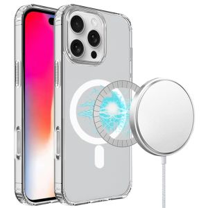 For iPhone 16 Pro 6.3 inch TRUE Transparent [Magnetic Circle] Shockproof Hybrid - Clear