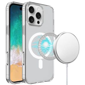 For iPhone 16 Pro Max 6.9 inch TRUE Transparent [Magnetic Circle] Shockproof Hybrid - Clear