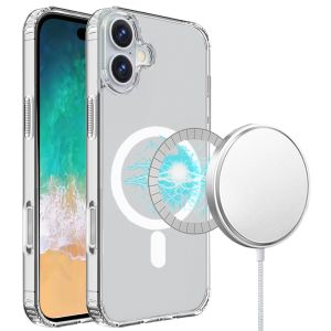 For iPhone 16 Plus 6.7 inch TRUE Transparent [Magnetic Circle] Shockproof Hybrid - Clear