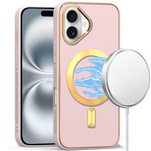 For iPhone 16 6.1 inch Ultimate Quality PU Leather Hybrid Case Cover - Light Pink