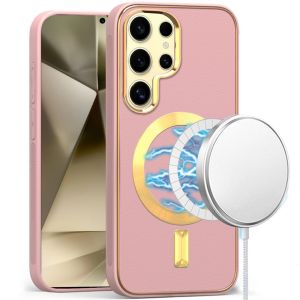 For Samsung Galaxy s24 Ultimate Quality PU Leather Hybrid Case Cover - Pink