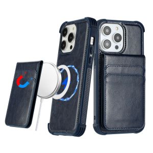 For iPhone 14 PRO 6.1" [Magnetic Circle] Wallet With Independent Detachable Card Holder - Blue