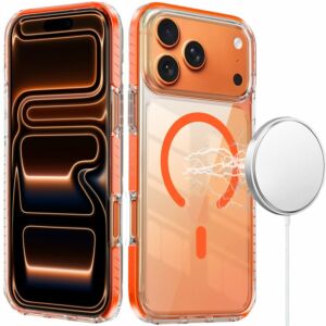 For Apple iPhone 18 Pro Max Thick Transparent Colored Edged Magnetic Hybrid Case - Cosmic Orange
