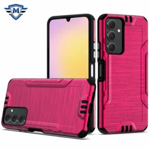For Samsung A25 5G METKASE Strong Tough Metallic Design Hybrid in Premium Slide-Out Package - Hot Pink