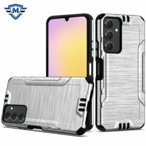 For Samsung A25 5G METKASE Strong Tough Metallic Design Hybrid in Premium Slide-Out Package - Silver