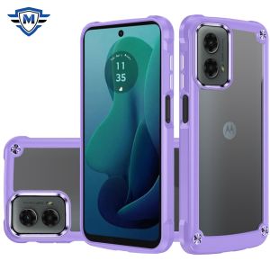 For Motorola Moto G 5G 2024 METKASE Ultimate CaseX Transparent Hybrid Case with Metal Buttons And Camera Edges in Premium Slide-Out Package - Light Purple