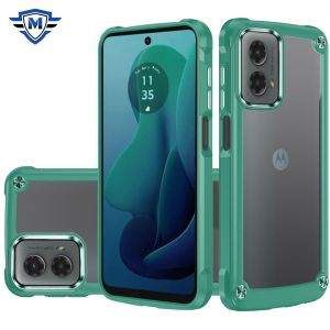 For Motorola Moto G 5G 2024 METKASE Ultimate CaseX Transparent Hybrid Case with Metal Buttons And Camera Edges in Premium Slide-Out Package - Might Green