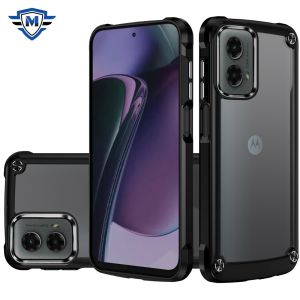 For Motorola Moto G Stylus 5G 2024 METKASE Ultimate CaseX Transparent Hybrid Case with Metal Buttons And Camera Edges in Premium Slide-Out Package - Black