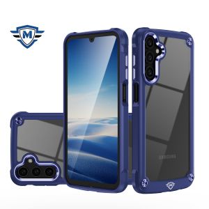 For Samsung A15 5G METKASE Ultimate CaseX Transparent Hybrid Case with Metal Buttons And Camera Edges in Premium Slide-Out Package - Blue